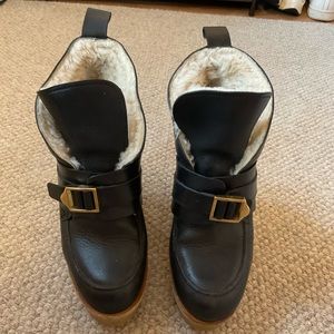 Chloe wedge leather booties